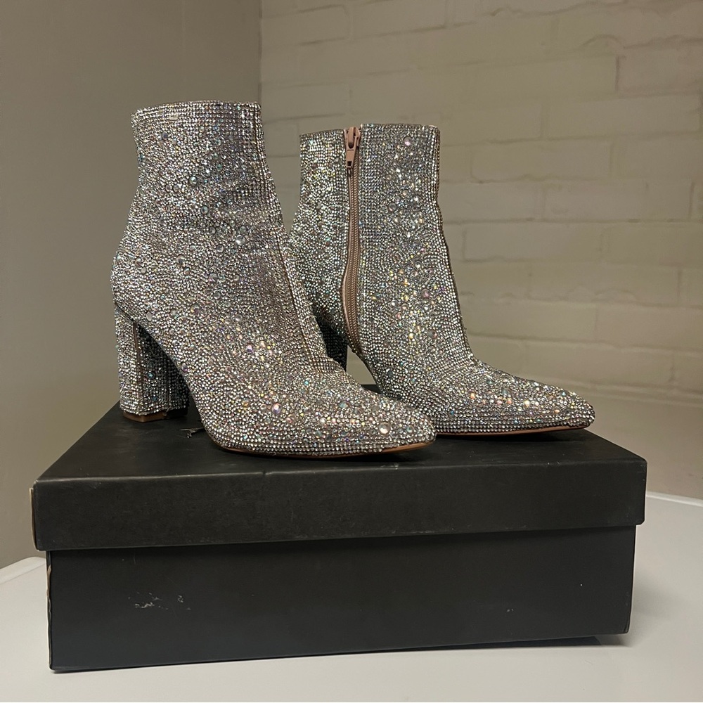 Sparkling Silver Ankle Boots